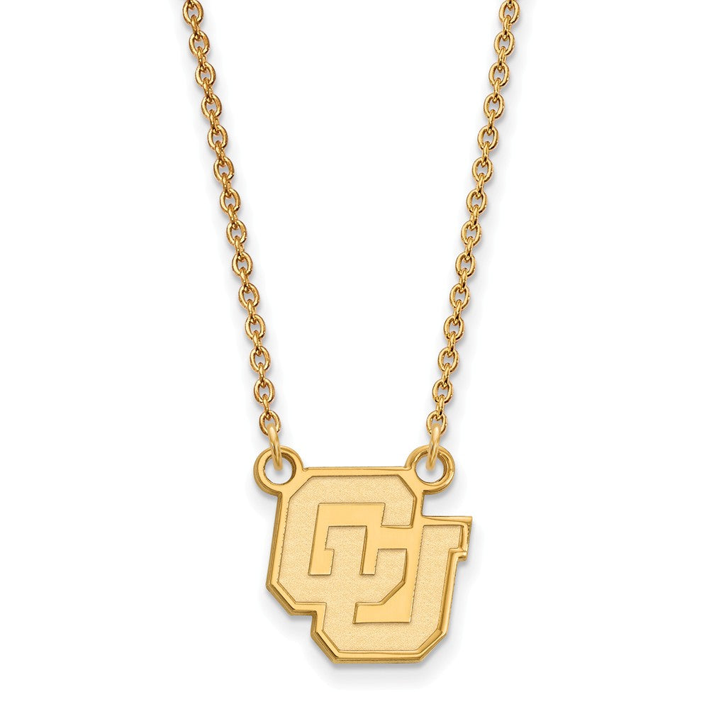 14k Gold Plated Silver U of Colorado Small Pendant Necklace, Item N13770 by The Black Bow Jewelry Co.
