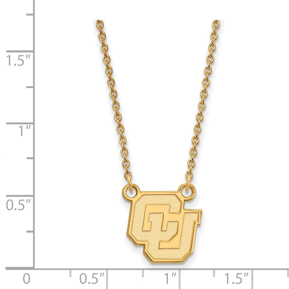 Alternate view of the 14k Gold Plated Silver U of Colorado Small Pendant Necklace by The Black Bow Jewelry Co.