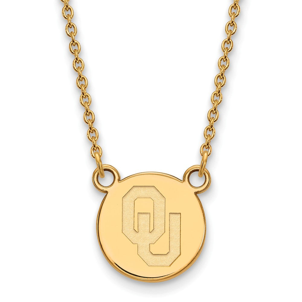 14k Gold Plated Silver Oklahoma Small Disc Necklace, Item N13775 by The Black Bow Jewelry Co.
