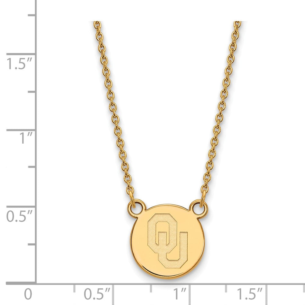 Alternate view of the 14k Gold Plated Silver Oklahoma Small Disc Necklace by The Black Bow Jewelry Co.