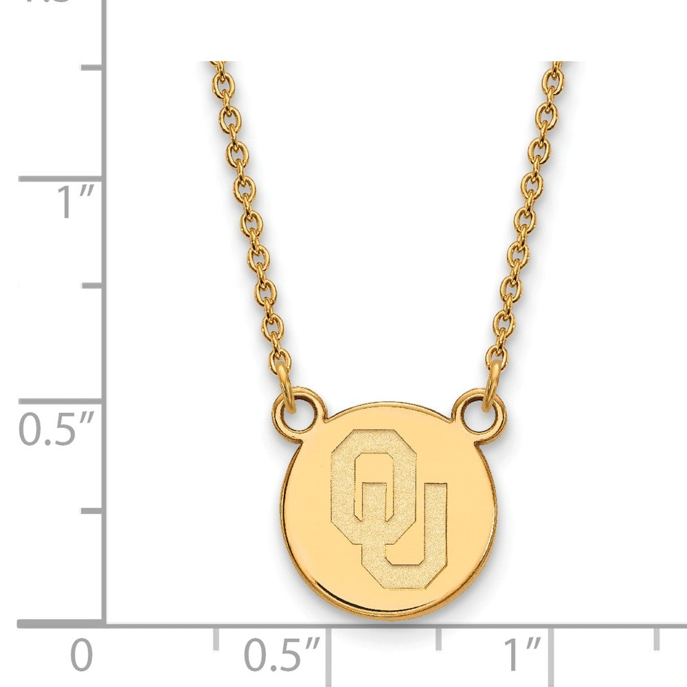 Alternate view of the 14k Gold Plated Silver Oklahoma Small Disc Necklace by The Black Bow Jewelry Co.