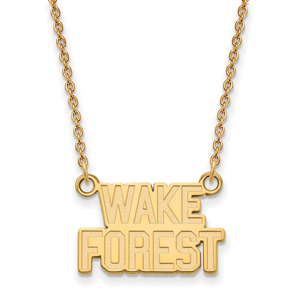 14k Gold Plated Silver Wake Forest U Small Pendant Necklace, Item N13778 by The Black Bow Jewelry Co.