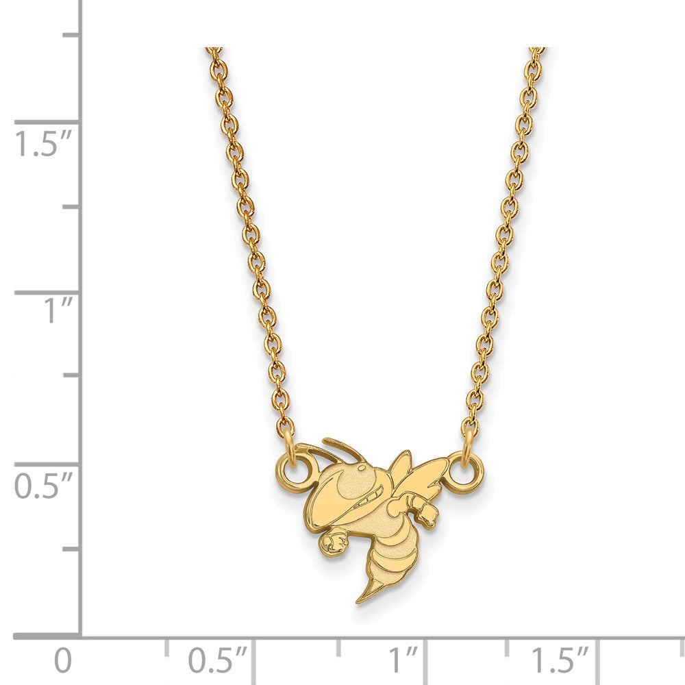Alternate view of the 14k Gold Plated Silver Georgia Tech Small Pendant Necklace by The Black Bow Jewelry Co.