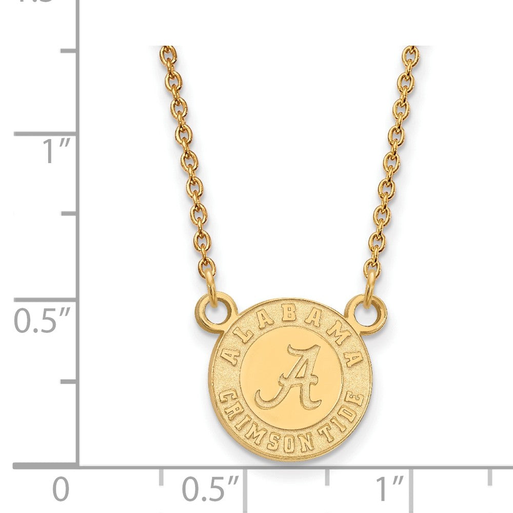Alternate view of the 14k Gold Plated Silver U of Alabama Sm Crimson Tide Necklace by The Black Bow Jewelry Co.