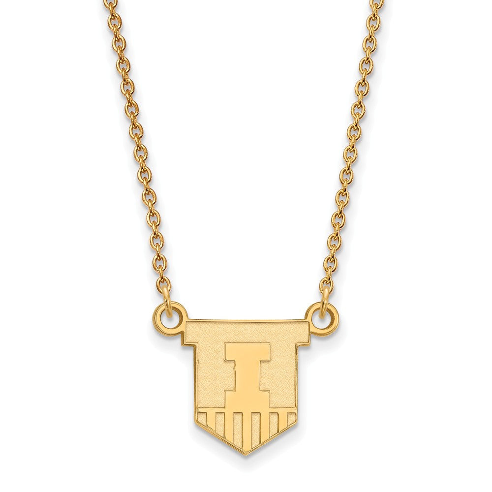 14k Gold Plated Silver U of Illinois Small Shield Pendant Necklace, Item N13797 by The Black Bow Jewelry Co.