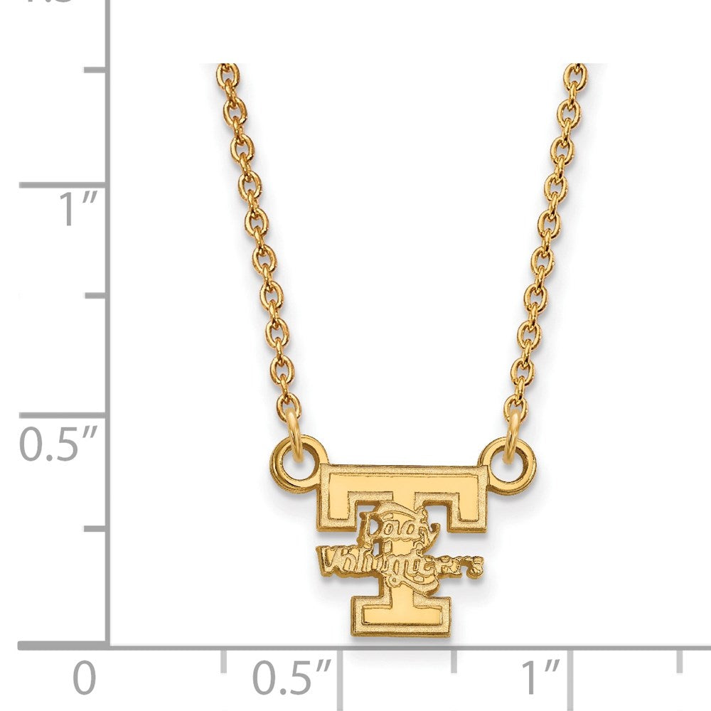 Alternate view of the 14k Gold Plated Silver U of Tennessee Small Ladys Vols Necklace by The Black Bow Jewelry Co.