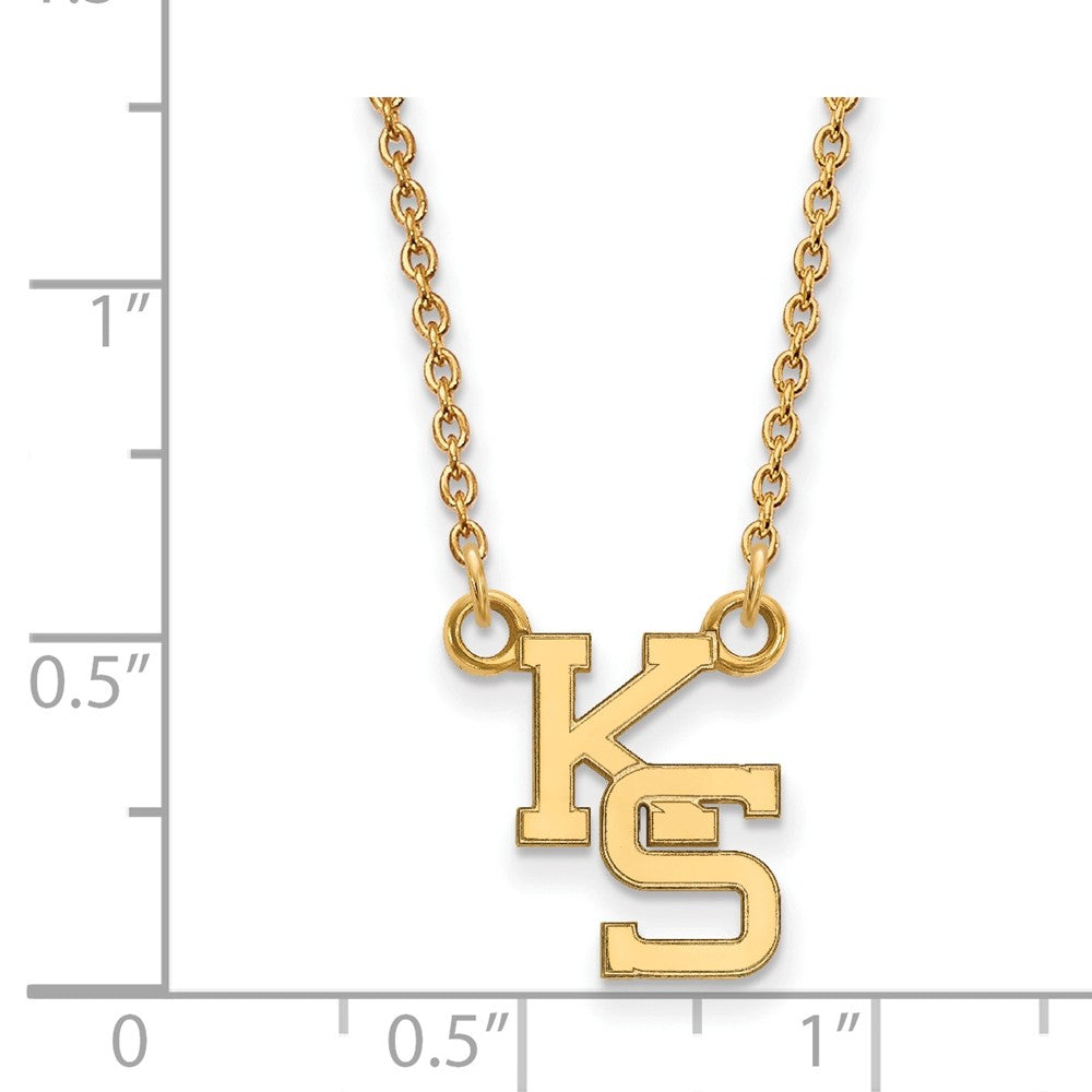 Alternate view of the 14k Gold Plated Silver Kansas State Small Pendant Necklace by The Black Bow Jewelry Co.