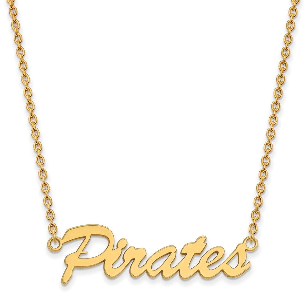 14k Gold Plated Silver East Carolina U Medium Pendant Necklace, Item N13811 by The Black Bow Jewelry Co.