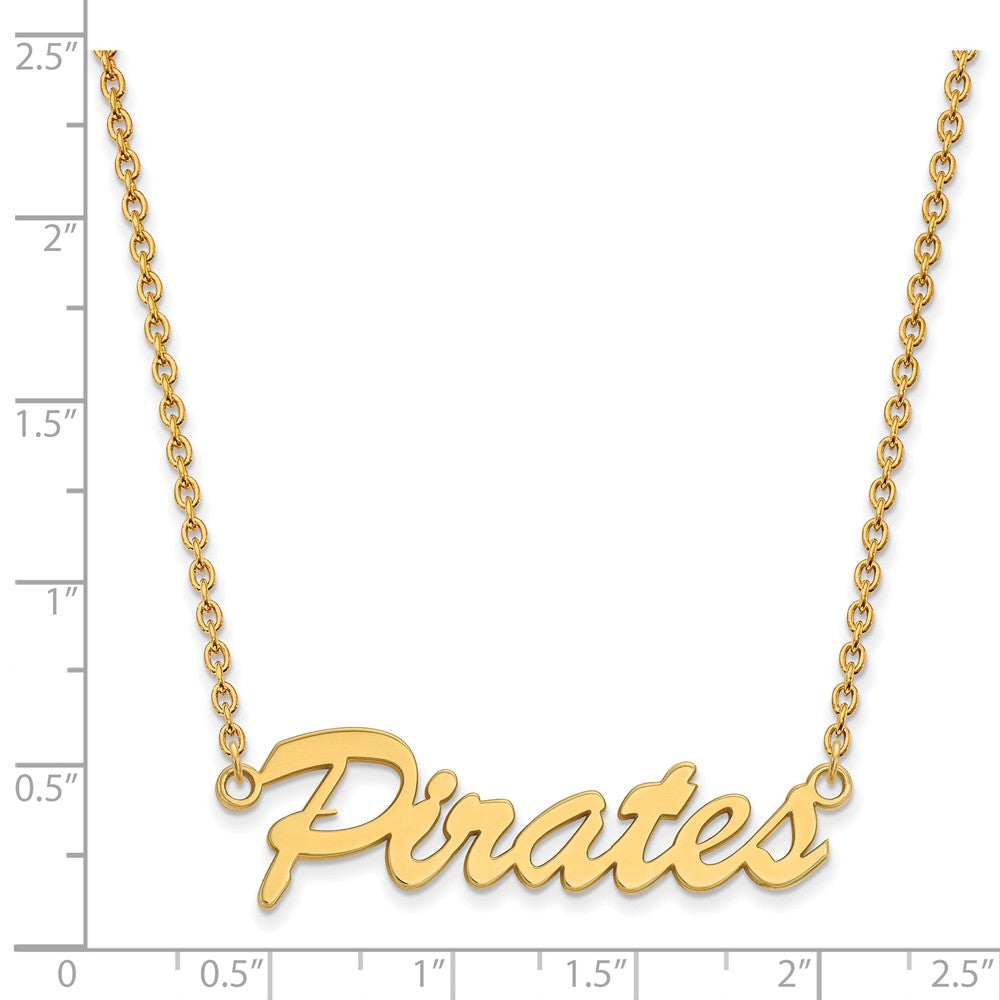 Alternate view of the 14k Gold Plated Silver East Carolina U Medium Pendant Necklace by The Black Bow Jewelry Co.