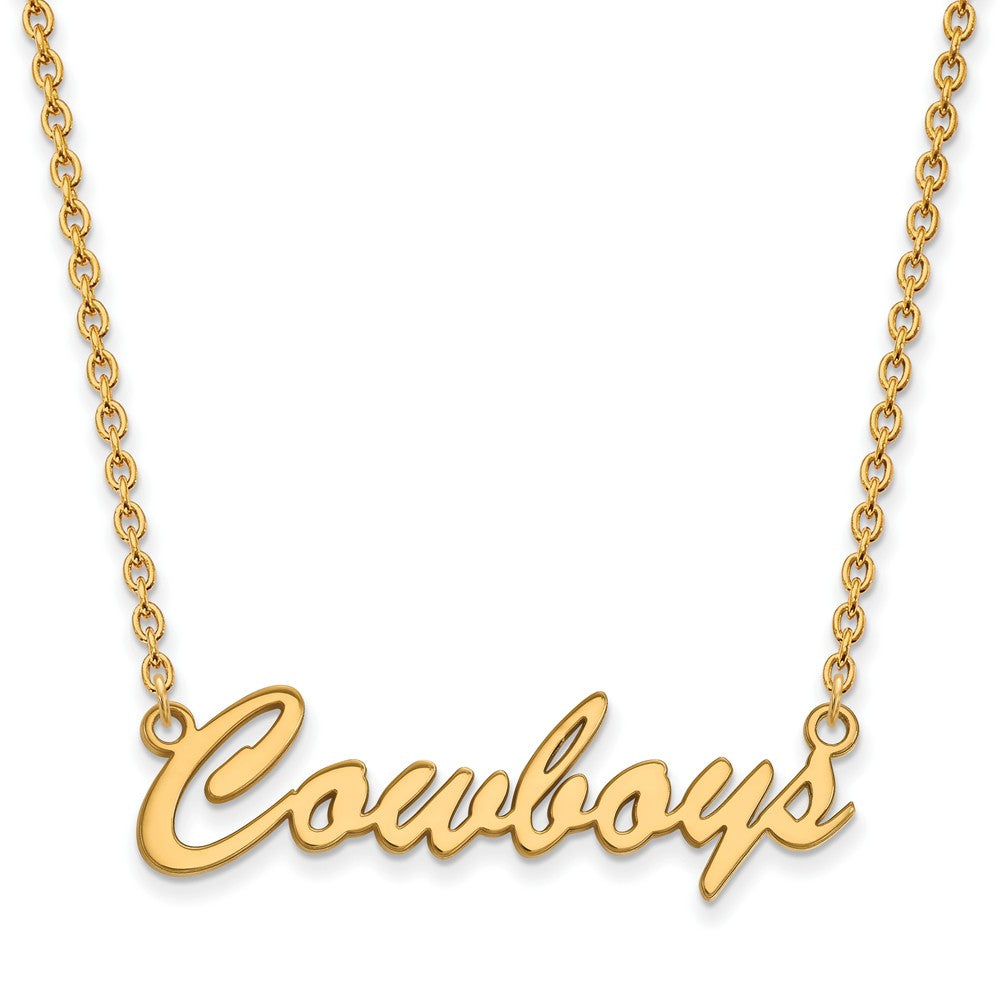 14k Gold Plated Silver Oklahoma State Medium Pendant Necklace, Item N13816 by The Black Bow Jewelry Co.