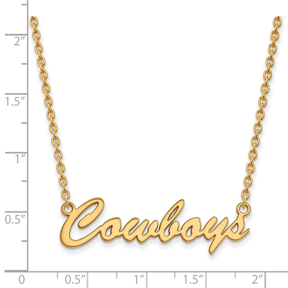 Alternate view of the 14k Gold Plated Silver Oklahoma State Medium Pendant Necklace by The Black Bow Jewelry Co.