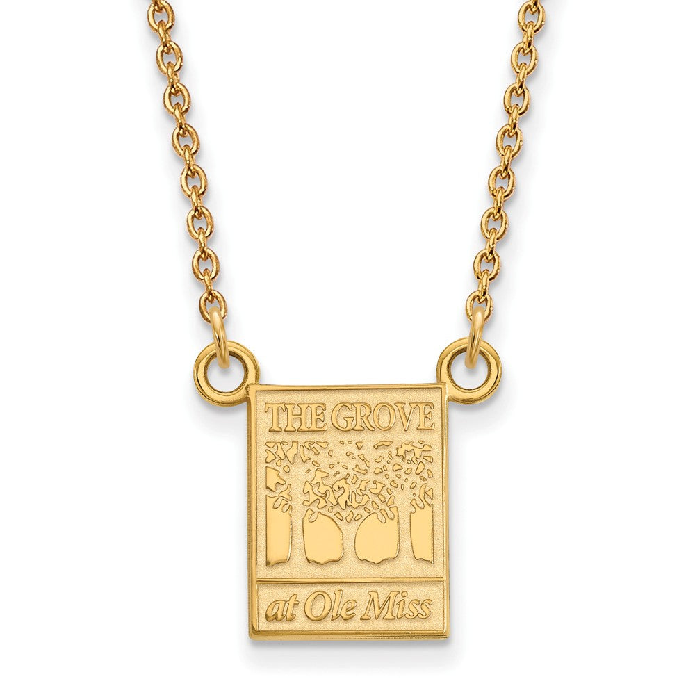 14k Gold Plated Silver U of Mississippi Small Pendant Necklace, Item N13817 by The Black Bow Jewelry Co.
