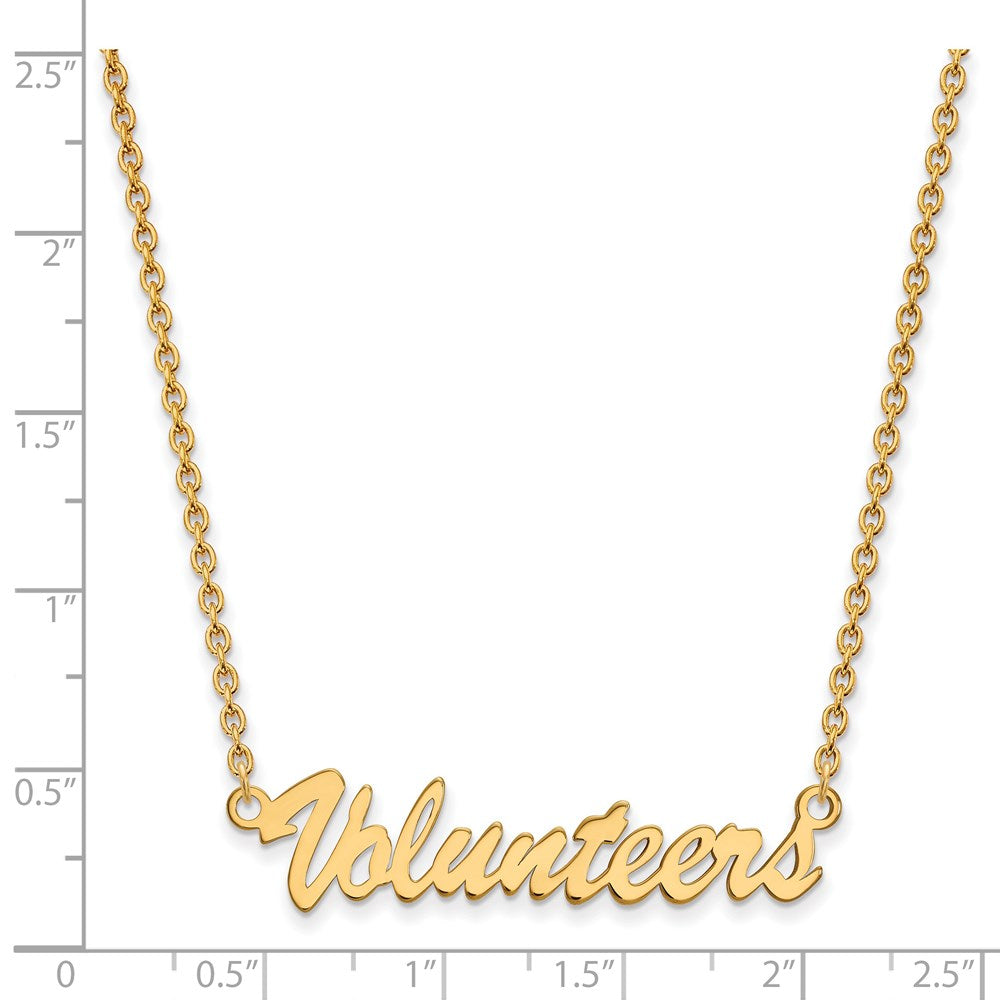 Alternate view of the 14k Gold Plated Silver U of Tennessee Medium Script Pendant Necklace by The Black Bow Jewelry Co.