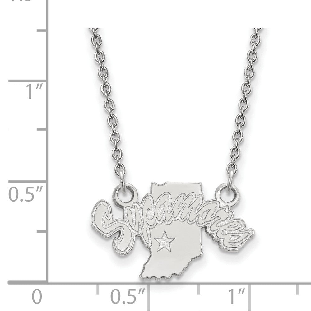 Alternate view of the Sterling Silver Indiana State Small Sycamores Pendant Necklace by The Black Bow Jewelry Co.