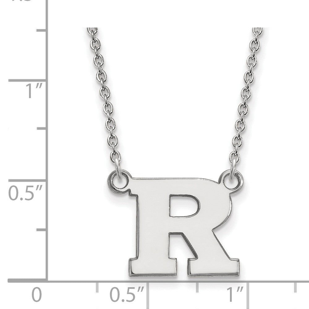 Alternate view of the Sterling Silver Rutgers Small Initial R Pendant Necklace by The Black Bow Jewelry Co.