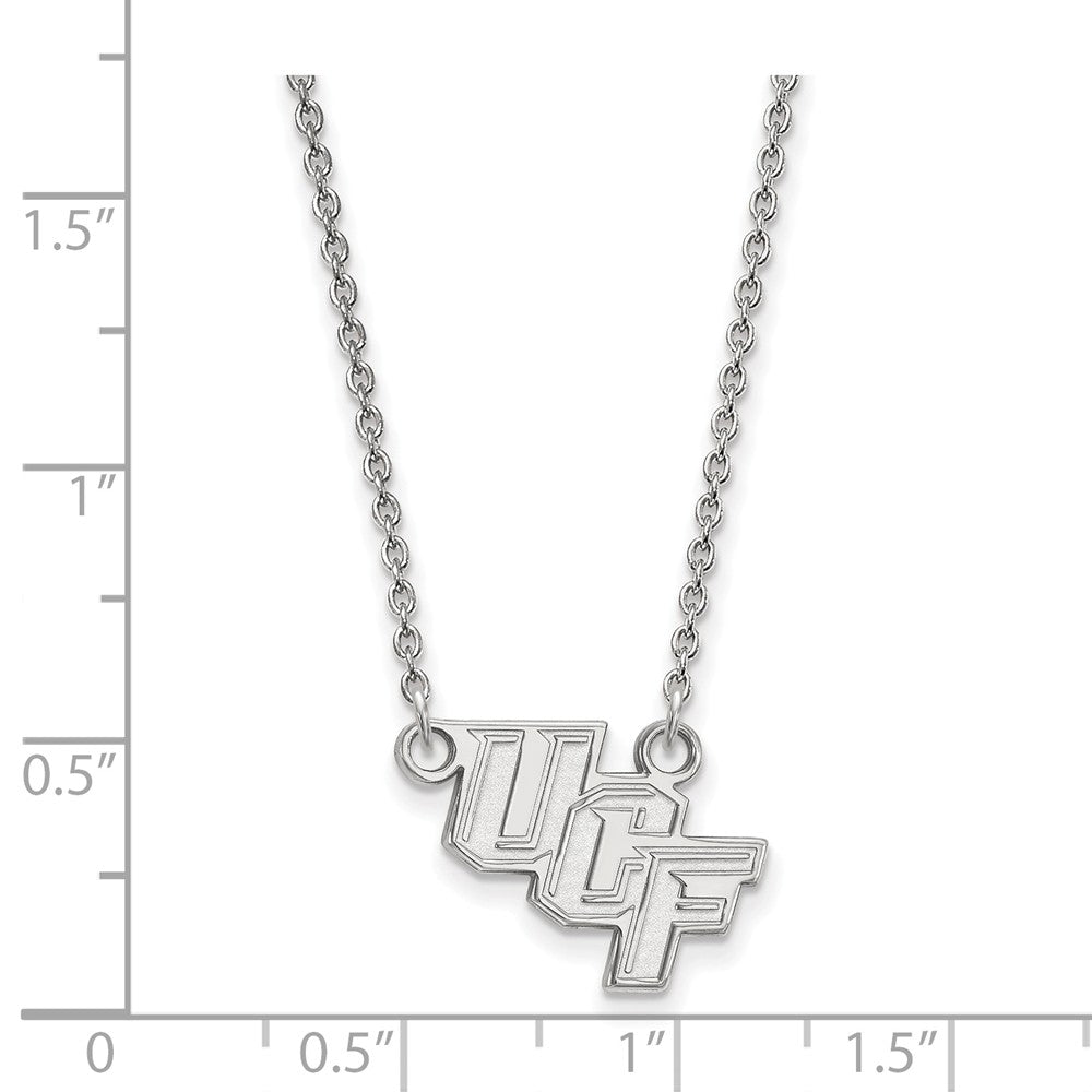 Alternate view of the Sterling Silver Central Florida Small 'UCF' Pendant Necklace by The Black Bow Jewelry Co.