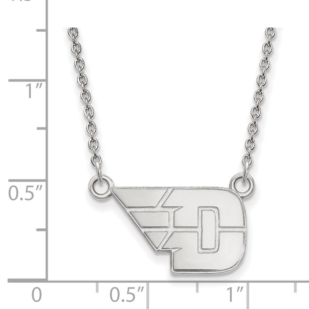 Alternate view of the Sterling Silver U of Dayton Small Pendant Necklace by The Black Bow Jewelry Co.