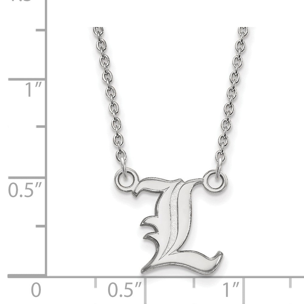 Alternate view of the Sterling Silver U of Louisville Small Script 'L' Pendant Necklace by The Black Bow Jewelry Co.