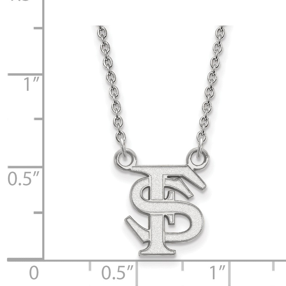 Alternate view of the Sterling Silver Florida State Small 'FS' Pendant Necklace by The Black Bow Jewelry Co.