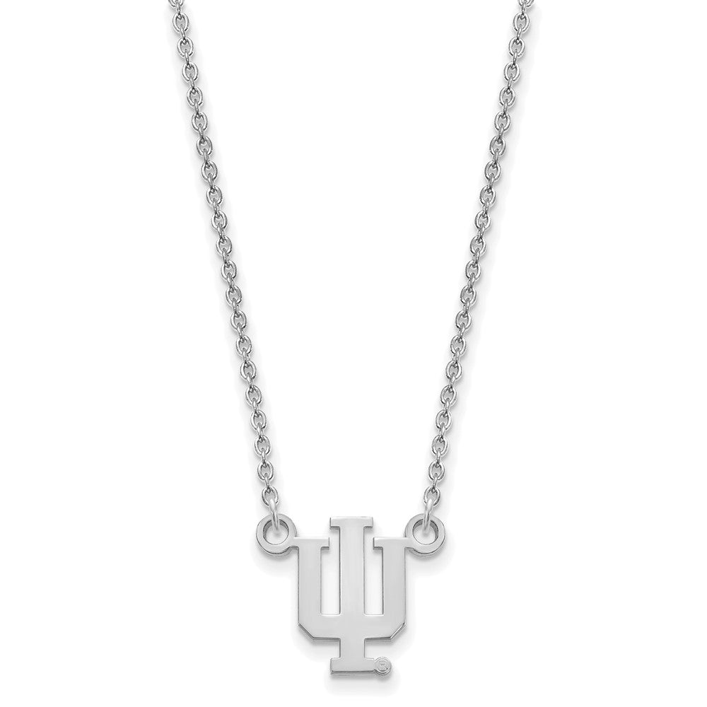Alternate view of the Sterling Silver Indiana U Small &#39;IU&#39; Letter Pendant Necklace by The Black Bow Jewelry Co.