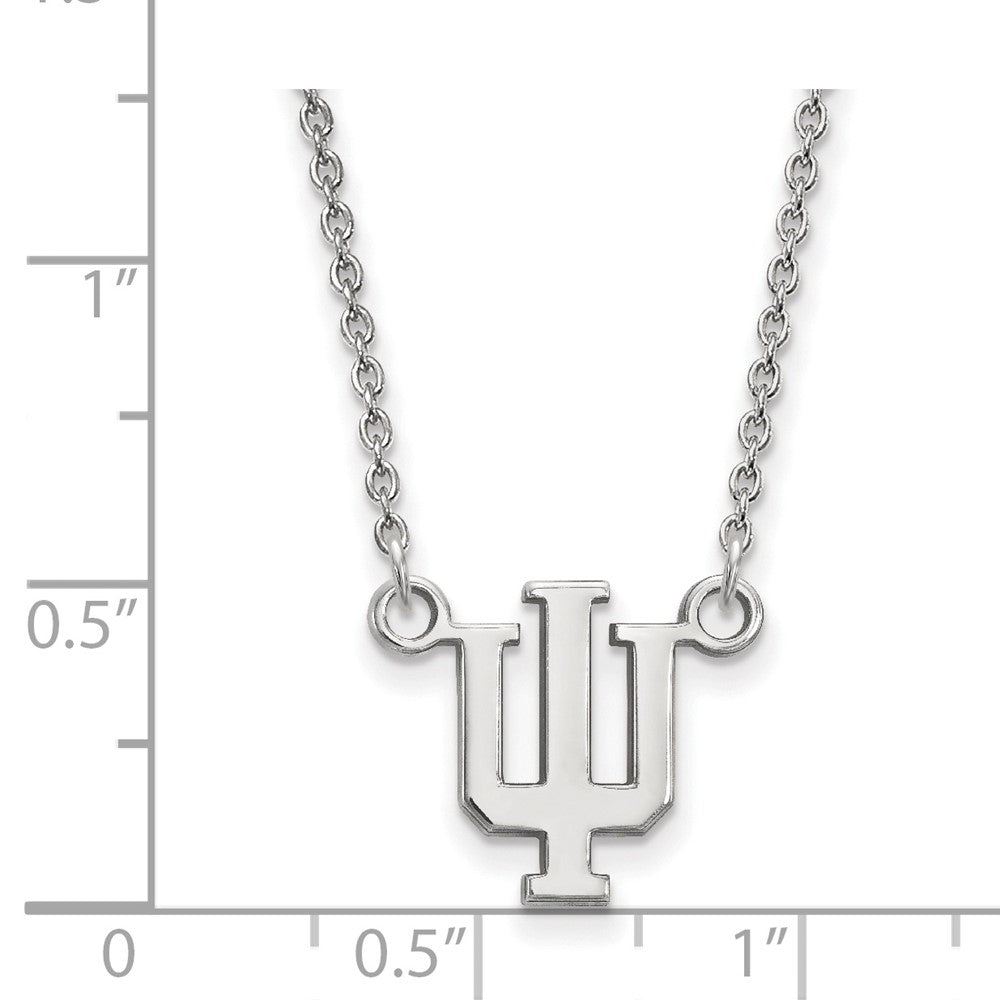 Alternate view of the Sterling Silver Indiana U Small &#39;IU&#39; Letter Pendant Necklace by The Black Bow Jewelry Co.