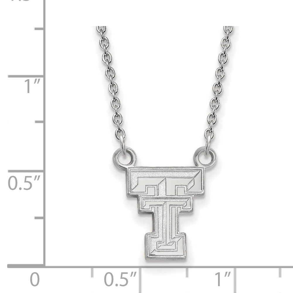 Alternate view of the Sterling Silver Texas Tech U Small &#39;TT&#39; Pendant Necklace by The Black Bow Jewelry Co.