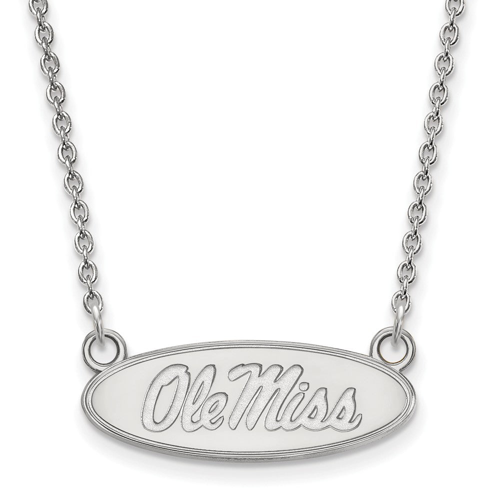 Sterling Silver U of Mississippi Small Ole Miss Pendant Necklace, Item N13952 by The Black Bow Jewelry Co.