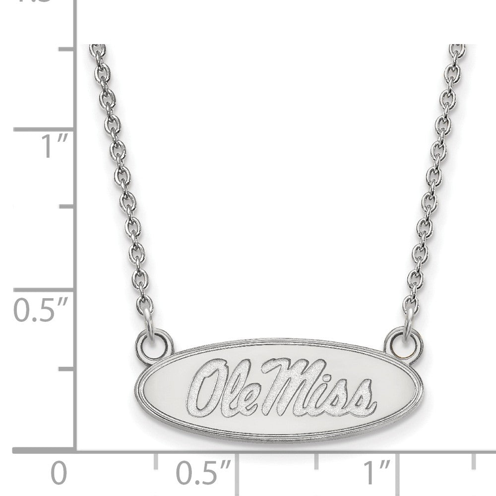 Alternate view of the Sterling Silver U of Mississippi Small Ole Miss Pendant Necklace by The Black Bow Jewelry Co.