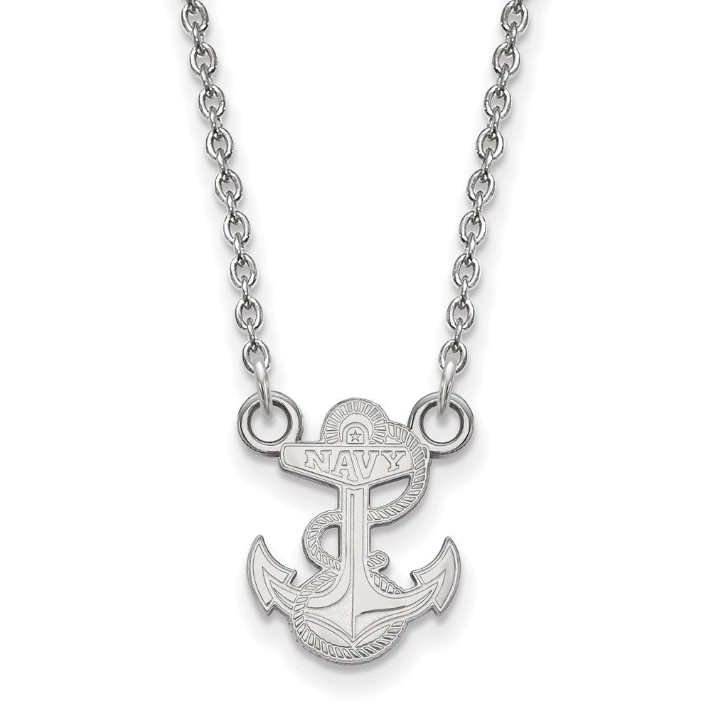 Sterling Silver U.S. Navy Small Logo Pendant Necklace, Item N13963 by The Black Bow Jewelry Co.
