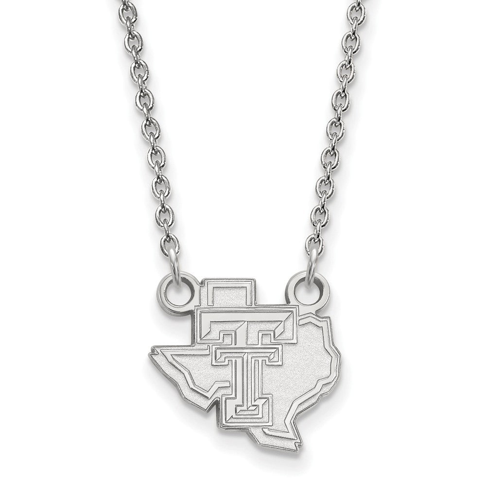 Sterling Silver Texas Tech U Small Pendant Necklace, Item N13991 by The Black Bow Jewelry Co.