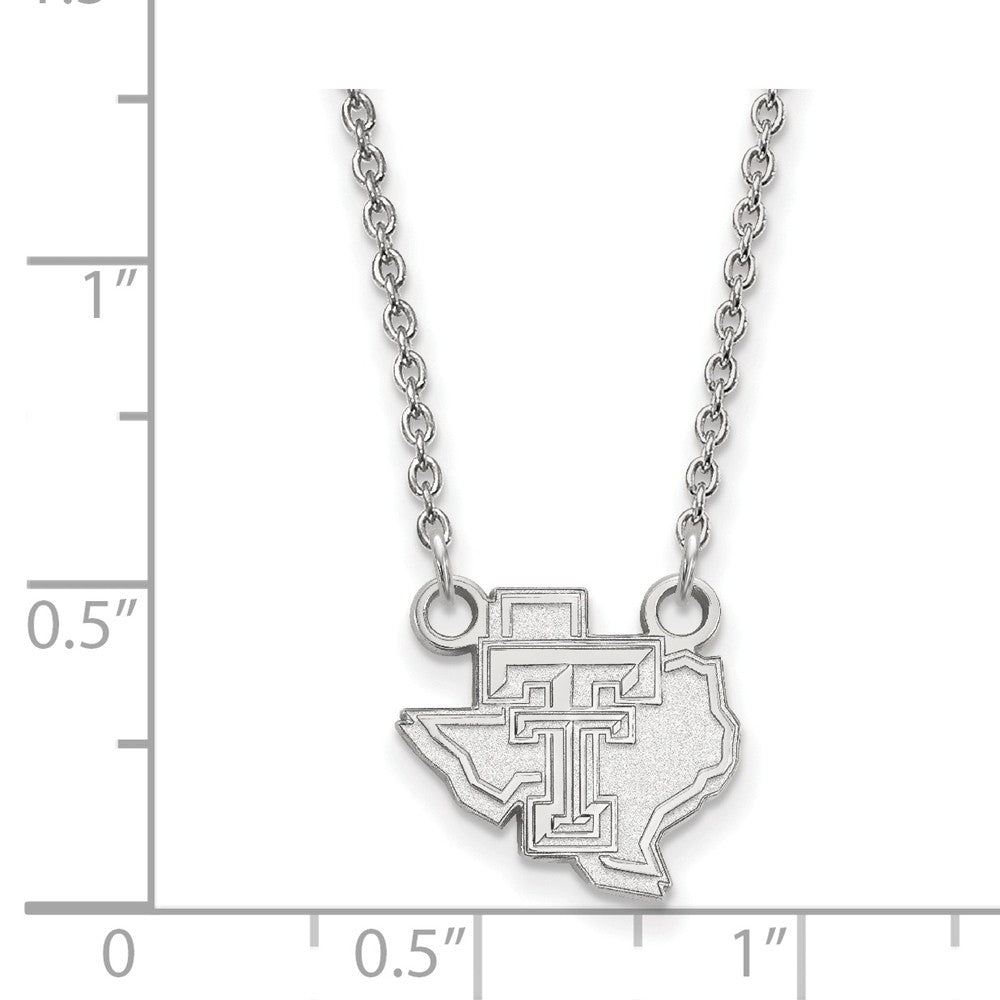 Alternate view of the Sterling Silver Texas Tech U Small Pendant Necklace by The Black Bow Jewelry Co.