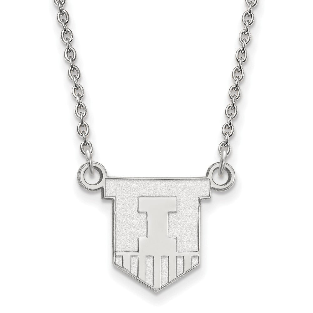 Sterling Silver U of Illinois Small Shield Pendant Necklace, Item N13994 by The Black Bow Jewelry Co.