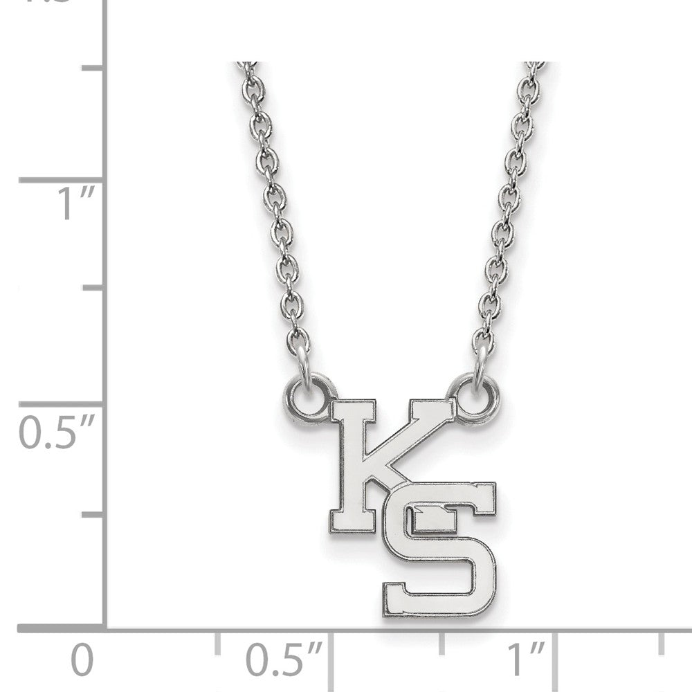 Alternate view of the Sterling Silver Kansas State Small 'KS' Inititals Pendant Necklace by The Black Bow Jewelry Co.