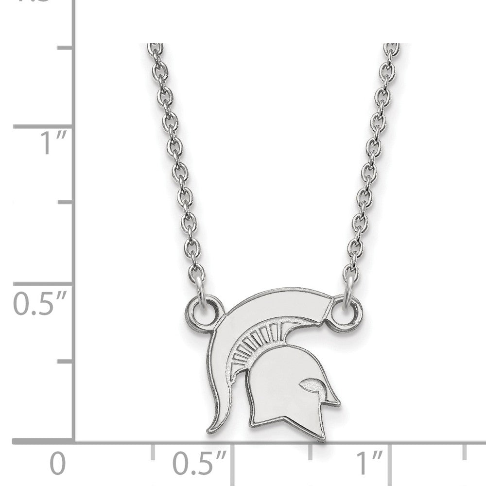 Alternate view of the Sterling Silver Michigan State Small Mascot Pendant Necklace by The Black Bow Jewelry Co.