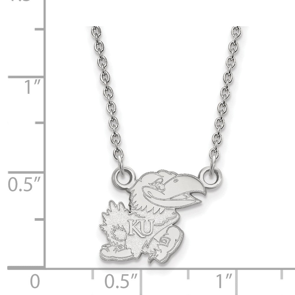 Alternate view of the Sterling Silver U of Kansas Small Mascot Pendant Necklace by The Black Bow Jewelry Co.