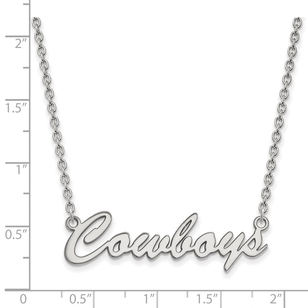 Alternate view of the Sterling Silver Oklahoma State Med Script 'Cowboys' Pendant Necklace by The Black Bow Jewelry Co.