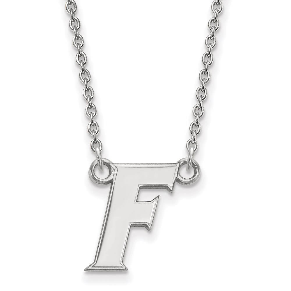 Sterling Silver U of Florida Small Initial F Pendant Necklace, Item N14016 by The Black Bow Jewelry Co.