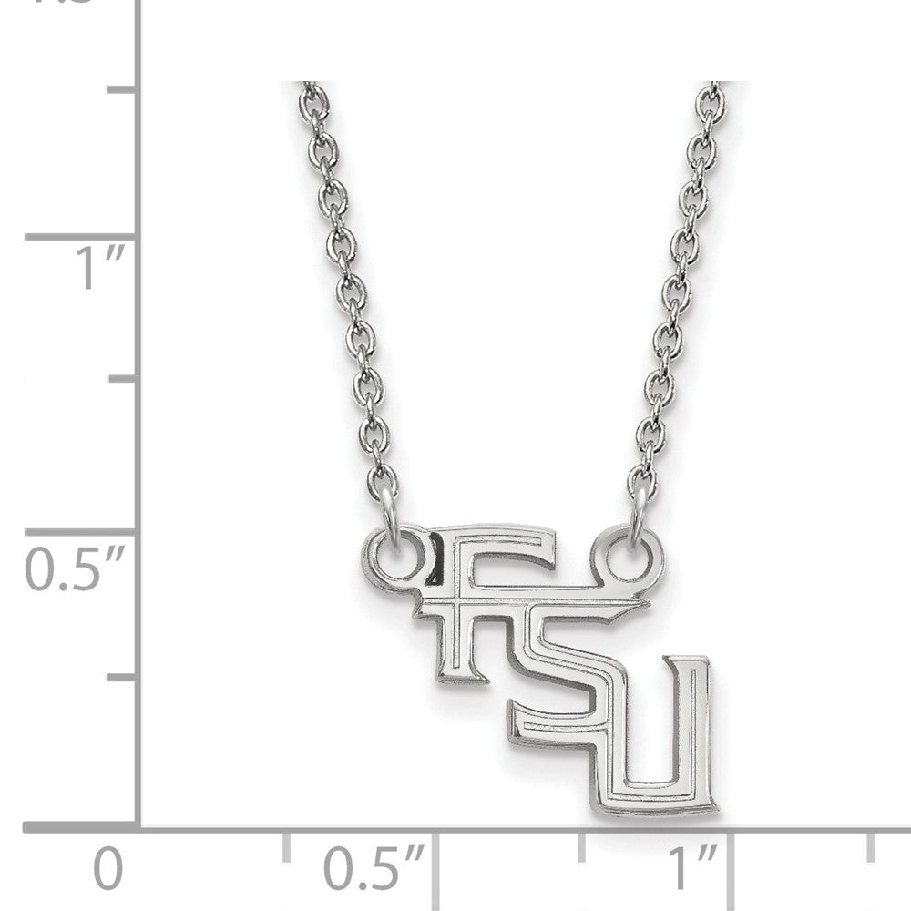 Alternate view of the Sterling Silver Florida State Small 'FSU' Pendant Necklace by The Black Bow Jewelry Co.