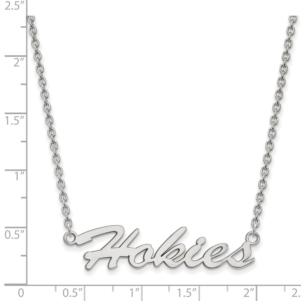 Alternate view of the Sterling Silver Virginia Tech Medium Script 'Hokies' Pendant Necklace by The Black Bow Jewelry Co.