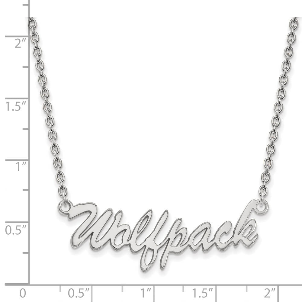 Alternate view of the Sterling Silver North Carolina Med Script 'Wolfpack' Pendant Necklace by The Black Bow Jewelry Co.