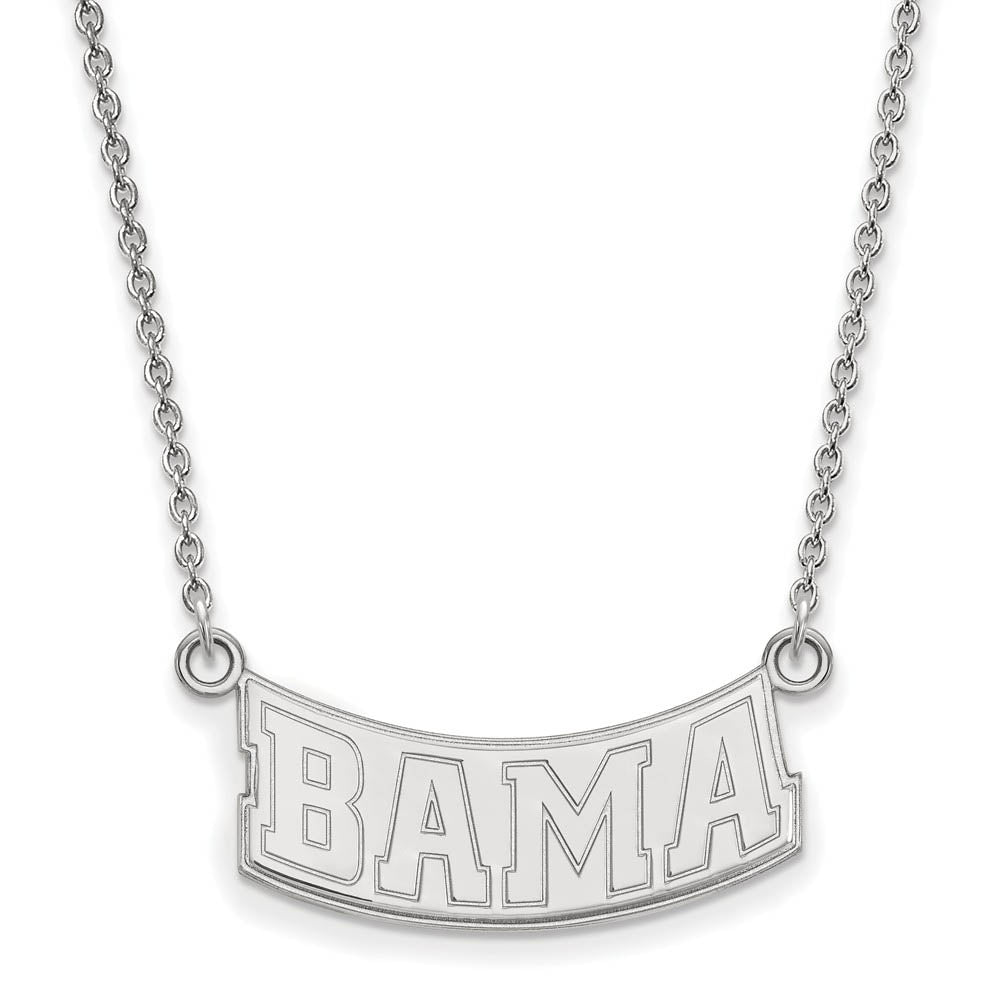 Sterling Silver U of Alabama Small 'Bama' Pendant Necklace, Item N14028 by The Black Bow Jewelry Co.