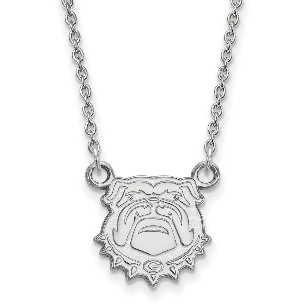 Sterling Silver U of Georgia Small Mascot Pendant Necklace, Item N14029 by The Black Bow Jewelry Co.