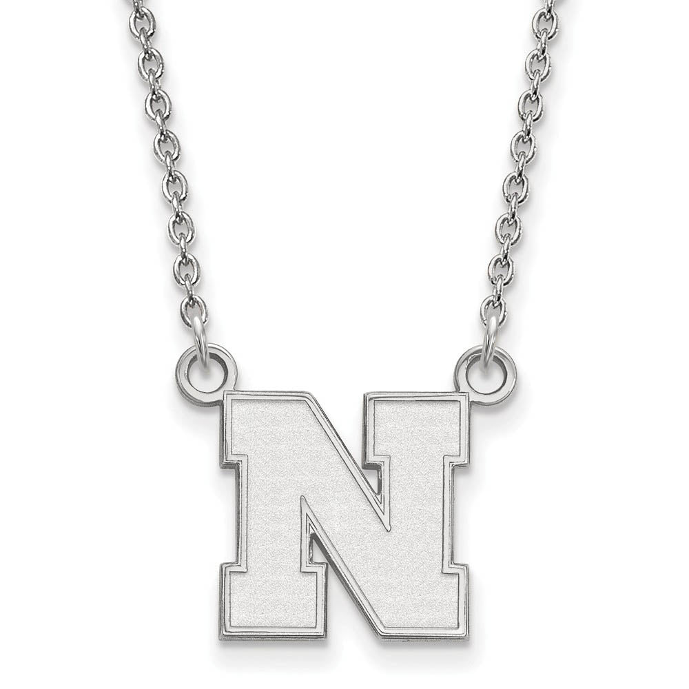 Sterling Silver U of Nebraska Small Initial N Pendant Necklace, Item N14030 by The Black Bow Jewelry Co.
