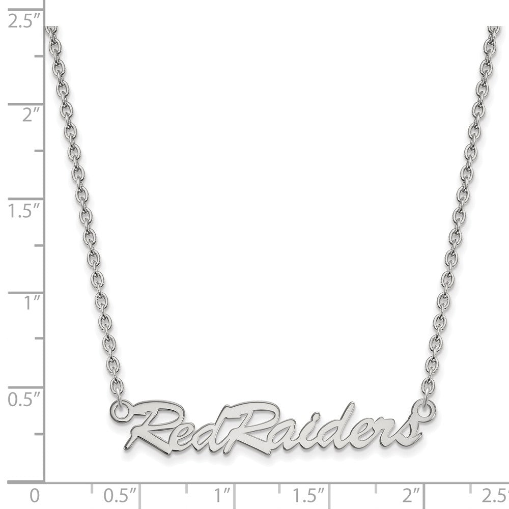 Alternate view of the Sterling Silver Texas Tech U Medium Script &#39;Red Raiders&#39; Necklace by The Black Bow Jewelry Co.