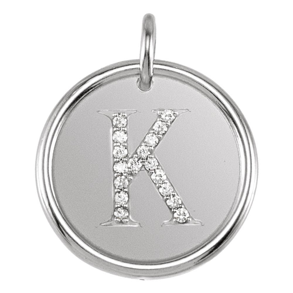 Allison .085 Ctw Diamond & Sterling Silver Necklace Initial K, 18 Inch, Item N14037-K by The Black Bow Jewelry Co.
