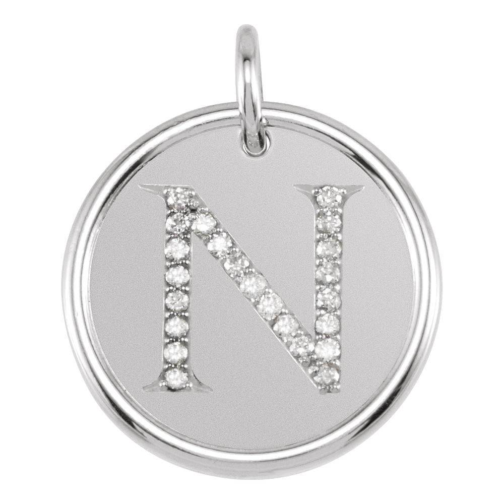 Allison 1/8 Ctw Diamond & Sterling Silver Necklace Initial N, 18 Inch, Item N14037-N by The Black Bow Jewelry Co.