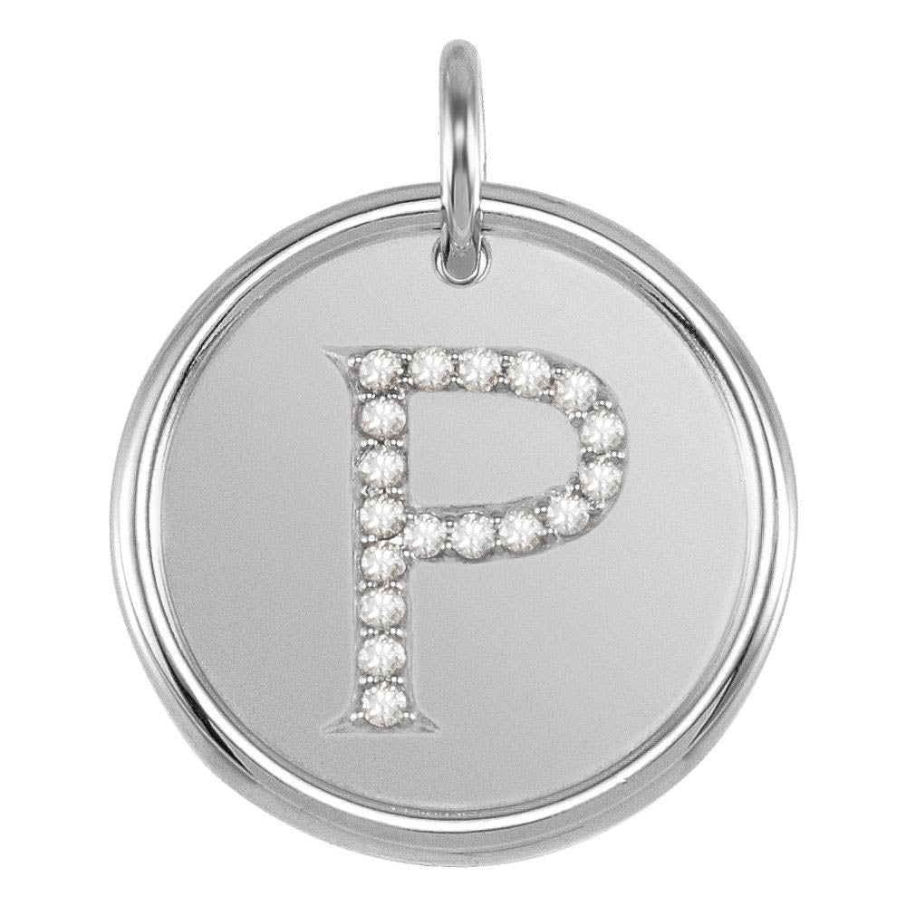 Allison 1/10 Ctw Diamond & Sterling Silver Necklace Initial P, 18 Inch, Item N14037-P by The Black Bow Jewelry Co.