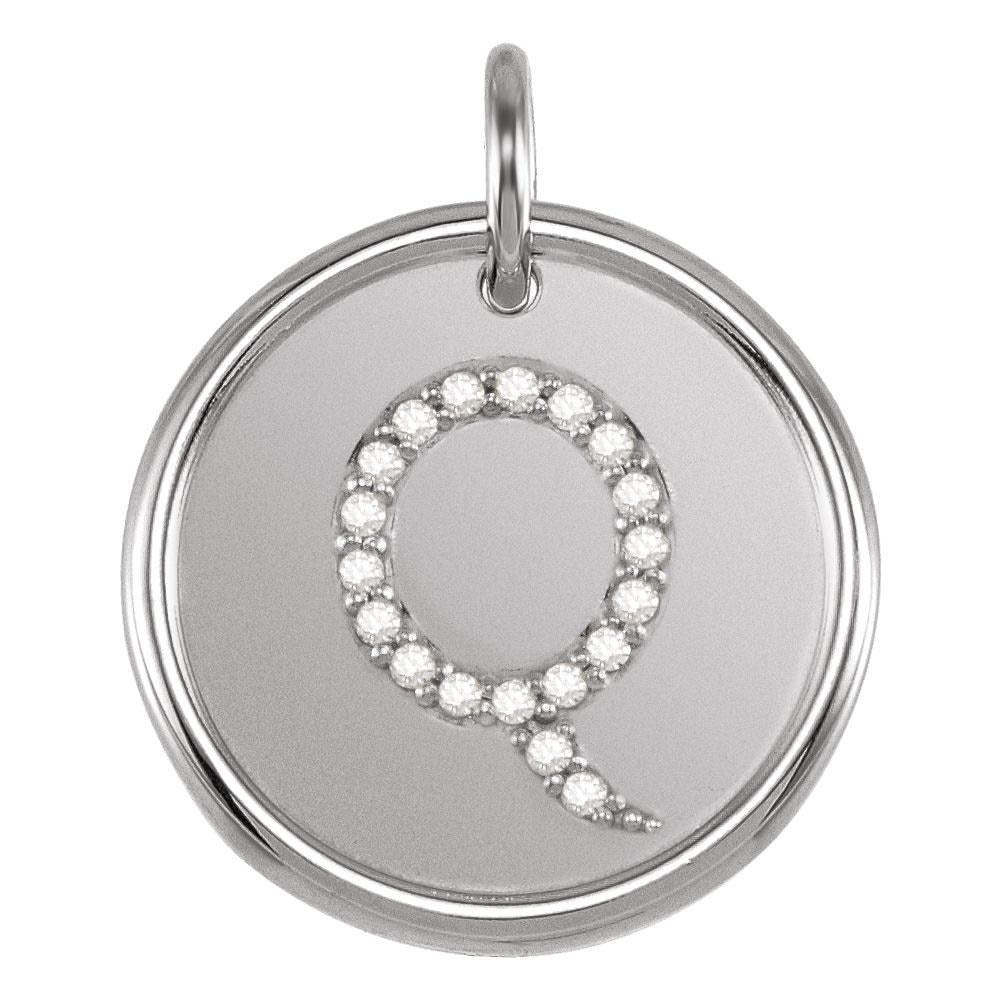 Allison 1/10 Ctw Diamond & Sterling Silver Necklace Initial Q, 18 Inch, Item N14037-Q by The Black Bow Jewelry Co.