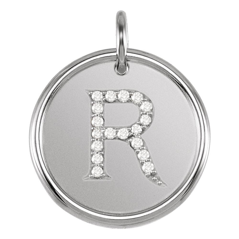 Allison 1/10 Ctw Diamond & Sterling Silver Necklace Initial R, 18 Inch, Item N14037-R by The Black Bow Jewelry Co.