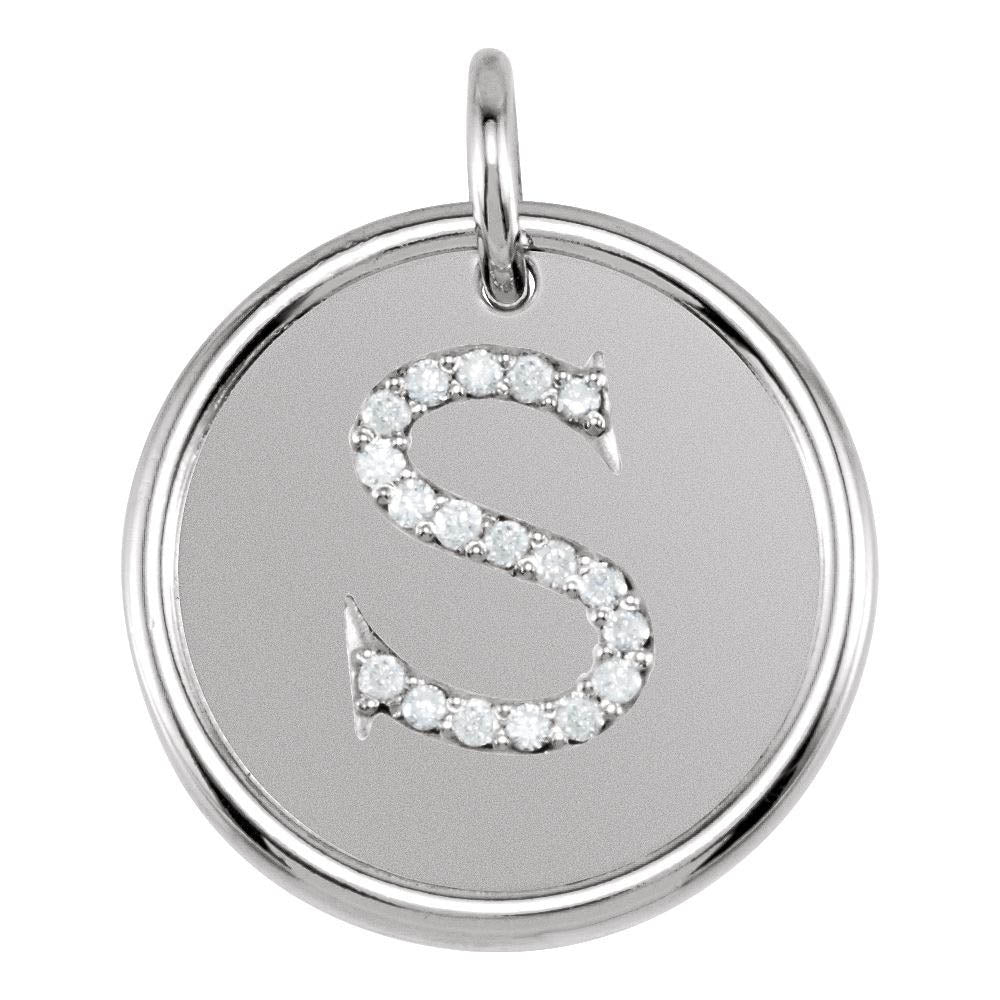 Allison 1/10 Ctw Diamond & Sterling Silver Necklace Initial S, 18 Inch, Item N14037-S by The Black Bow Jewelry Co.
